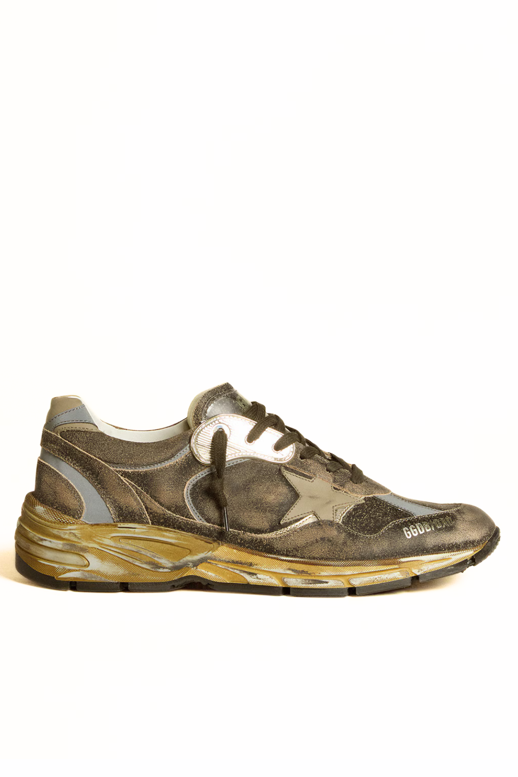 Golden Goose Men’s Dad-Star in suede and nylon with khaki leather star and heel tab