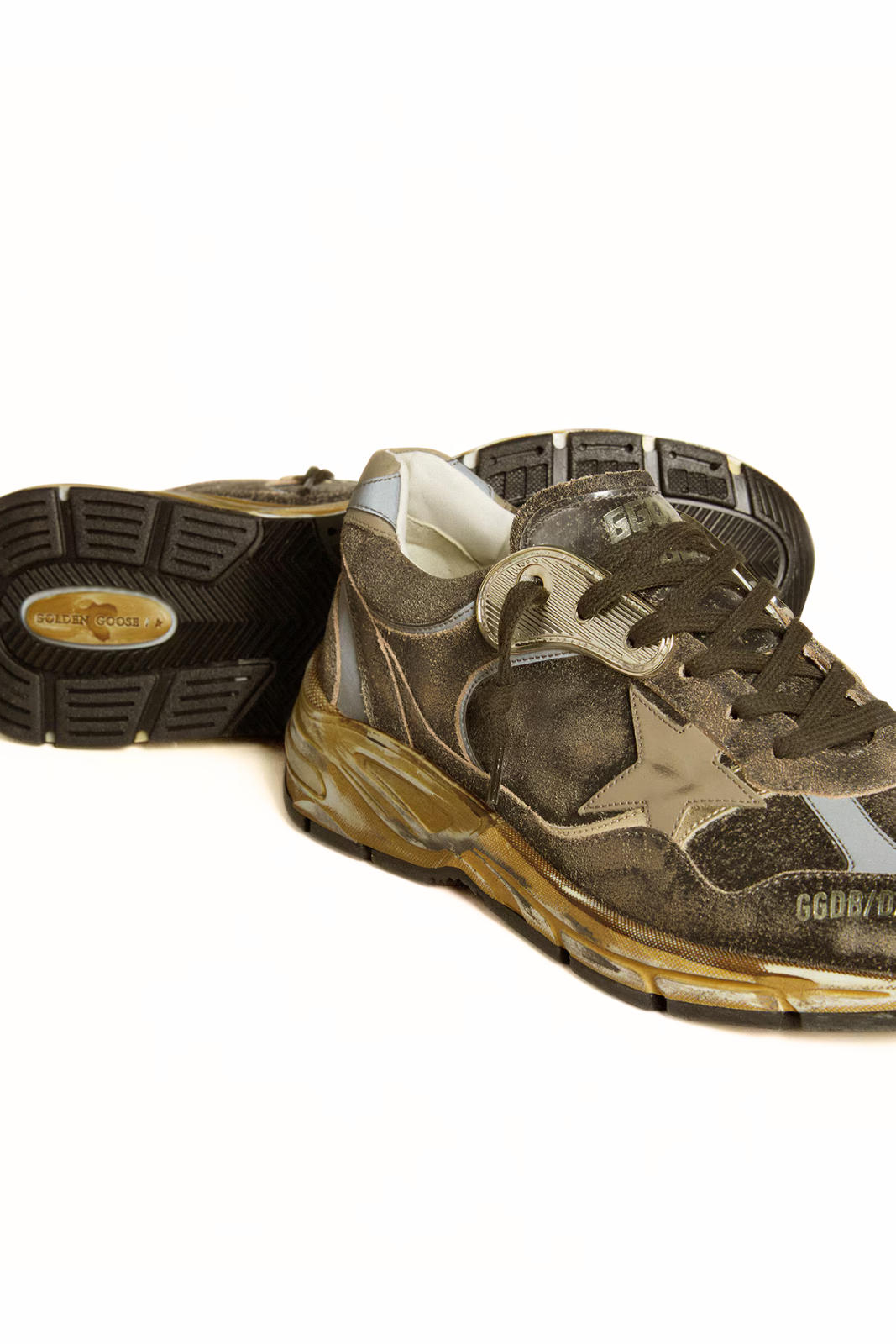 Golden Goose Men’s Dad-Star in suede and nylon with khaki leather star and heel tab