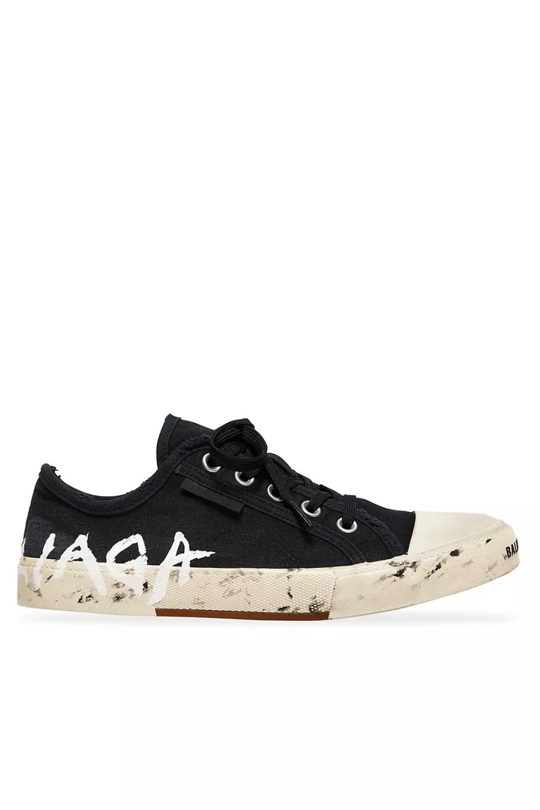 Balenciaga Men's Paris Low Top Graffiti Sneakers - Black White