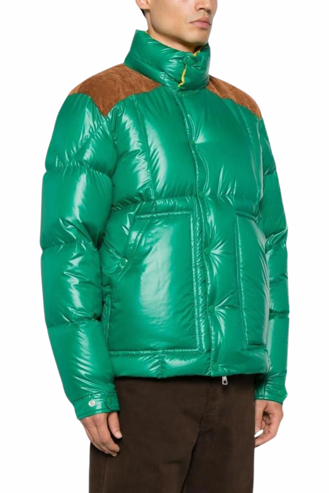 Moncler Ain Two-Tone Down Jacket Green Full-Sleeve Outerwear