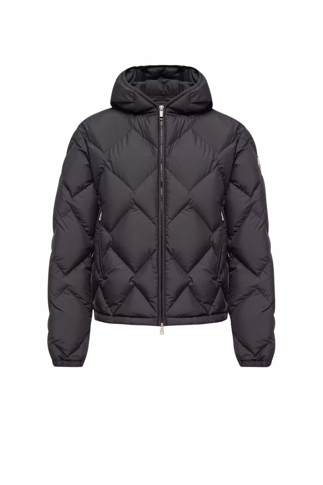 Moncler Arvouinne Short Down Jacket with Triangle Quilting Hood Black