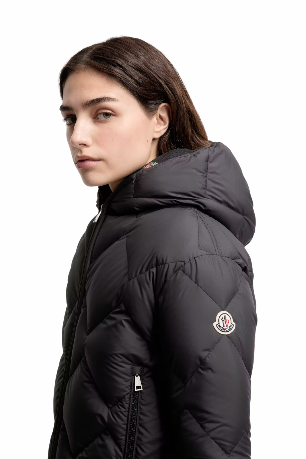 Moncler Arvouinne Short Down Jacket with Triangle Quilting Hood Black