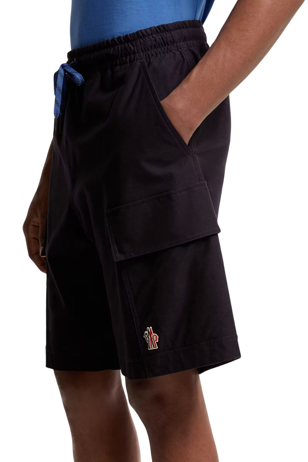 Moncler Cotton Gabardine Cargo Shorts Navy