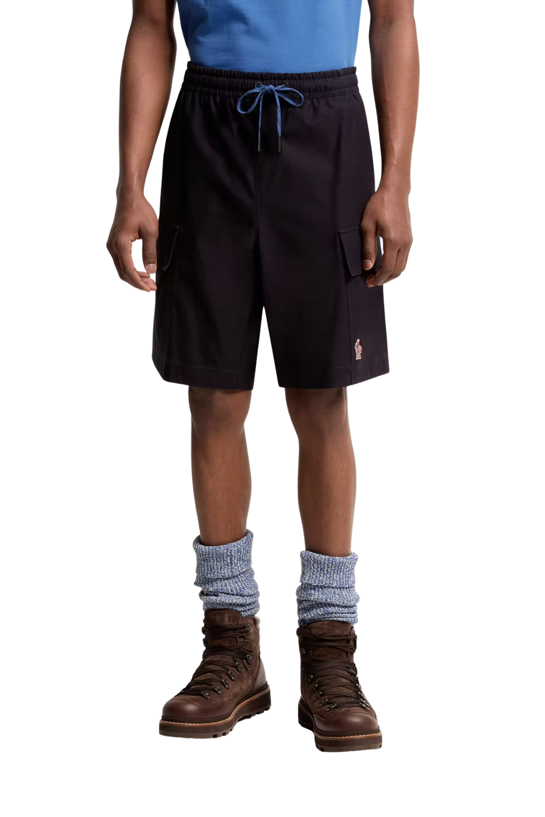 Moncler Cotton Gabardine Cargo Shorts Navy