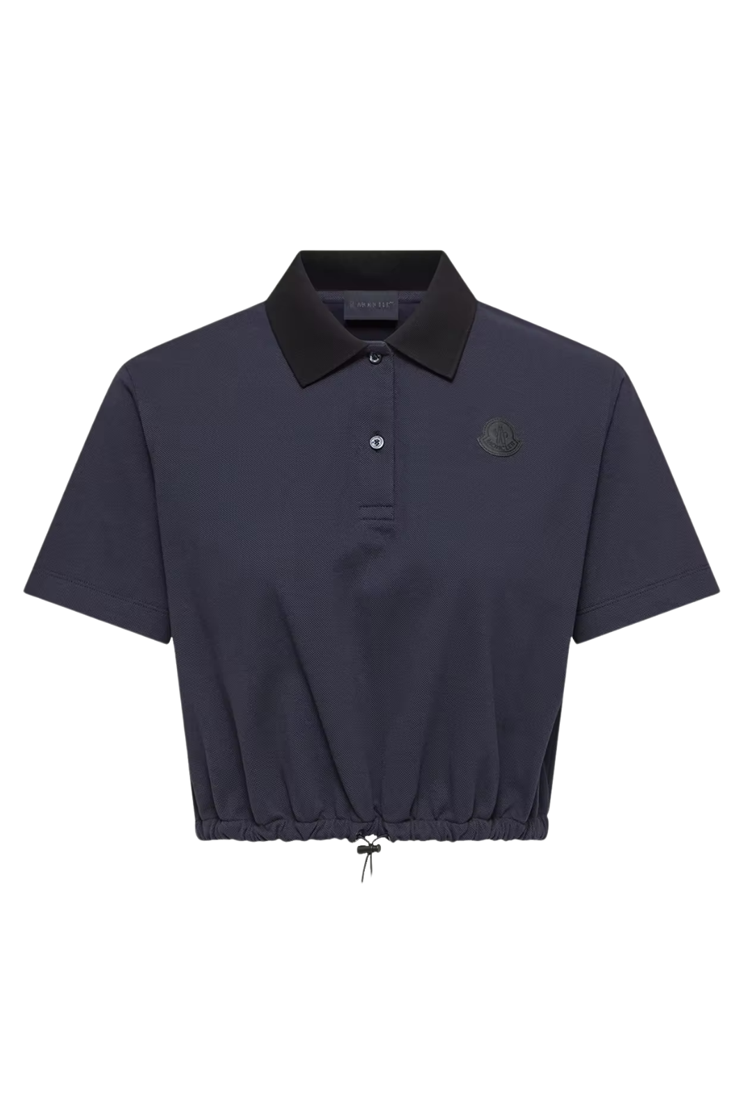 Moncler Cropped Cotton Piquet Polo Shirt Navy