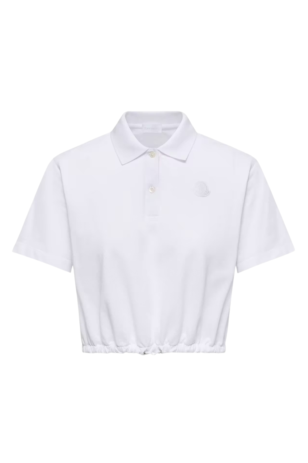 Moncler Cropped Cotton Piquet Polo Shirt White