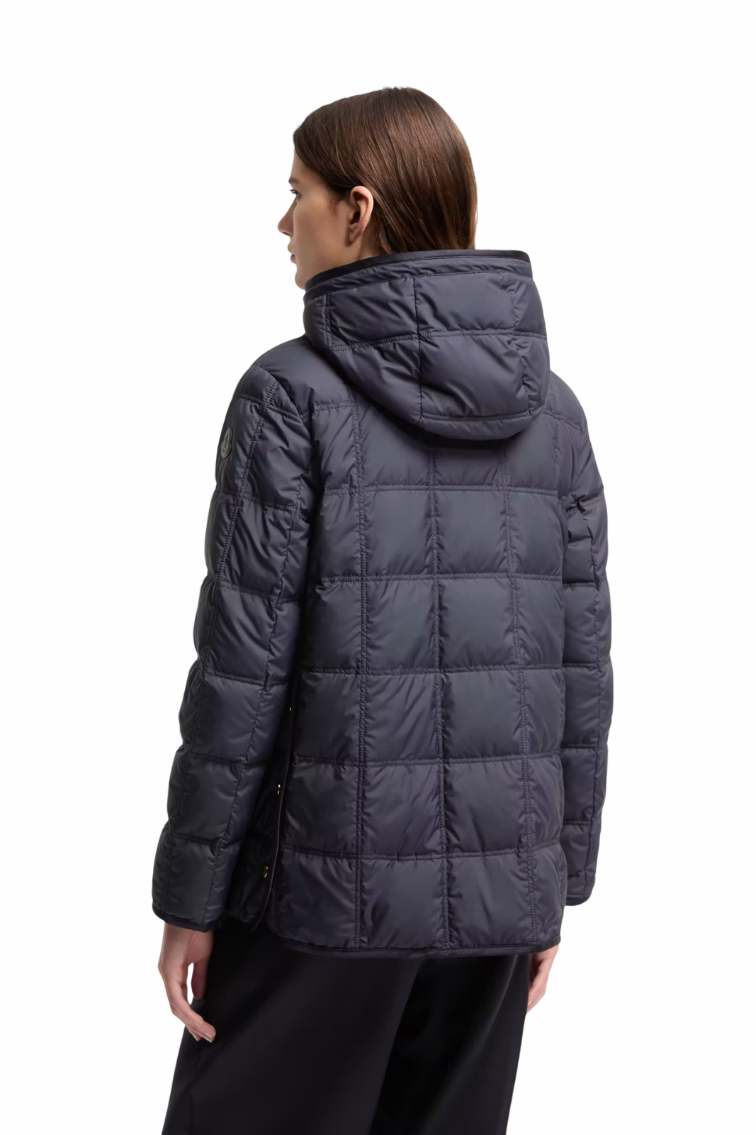 Moncler Cygnet short down jacket with hood Navy