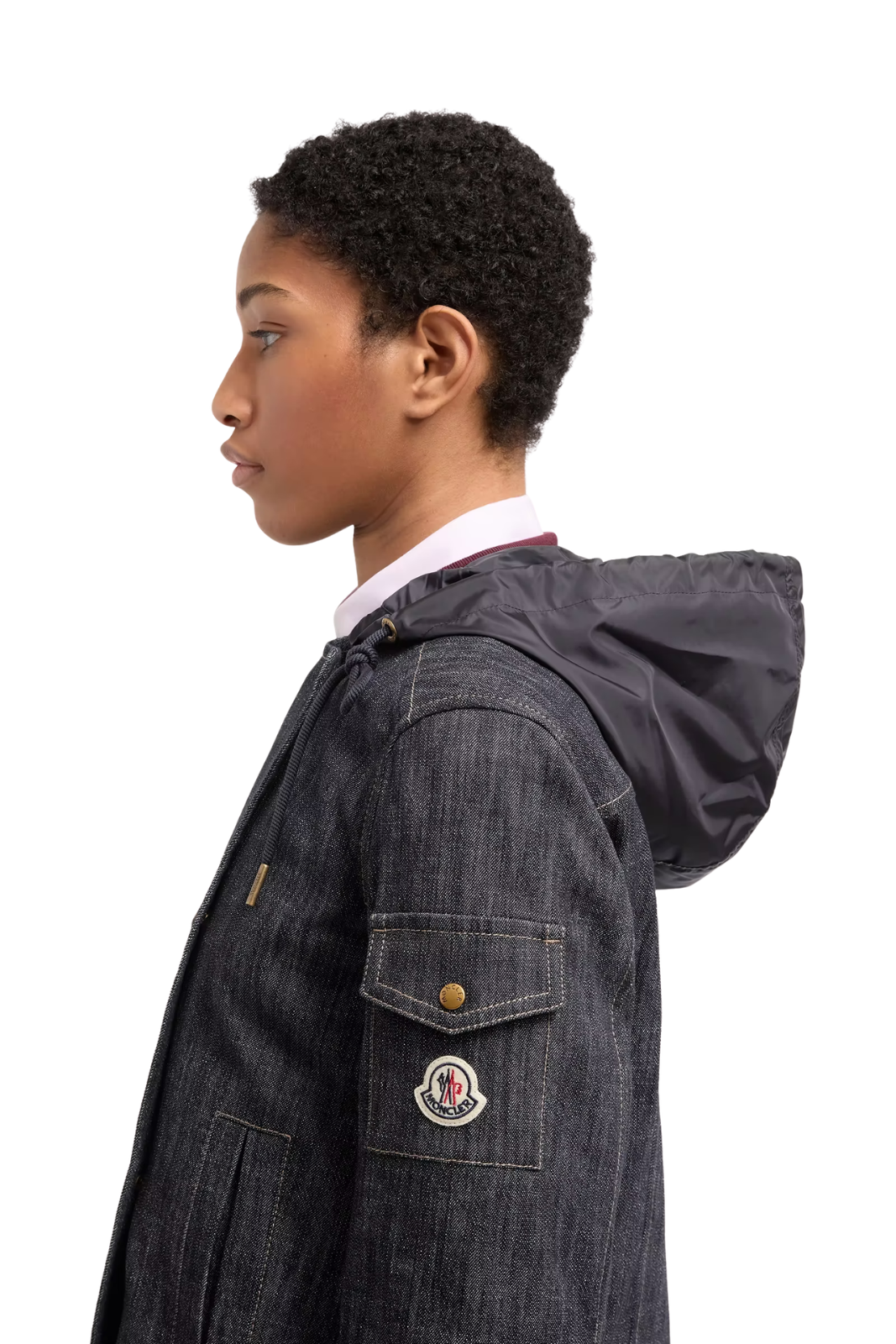 Moncler Diervilla Hooded Double-Breasted Denim Jacket