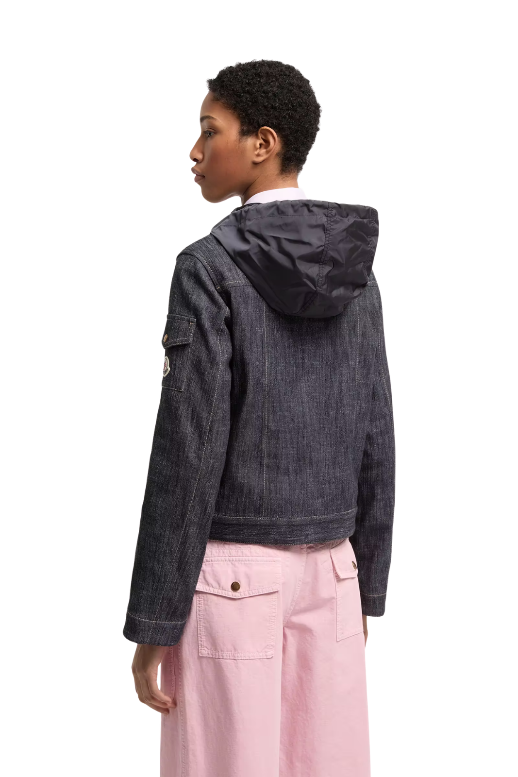 Moncler Diervilla Hooded Double-Breasted Denim Jacket