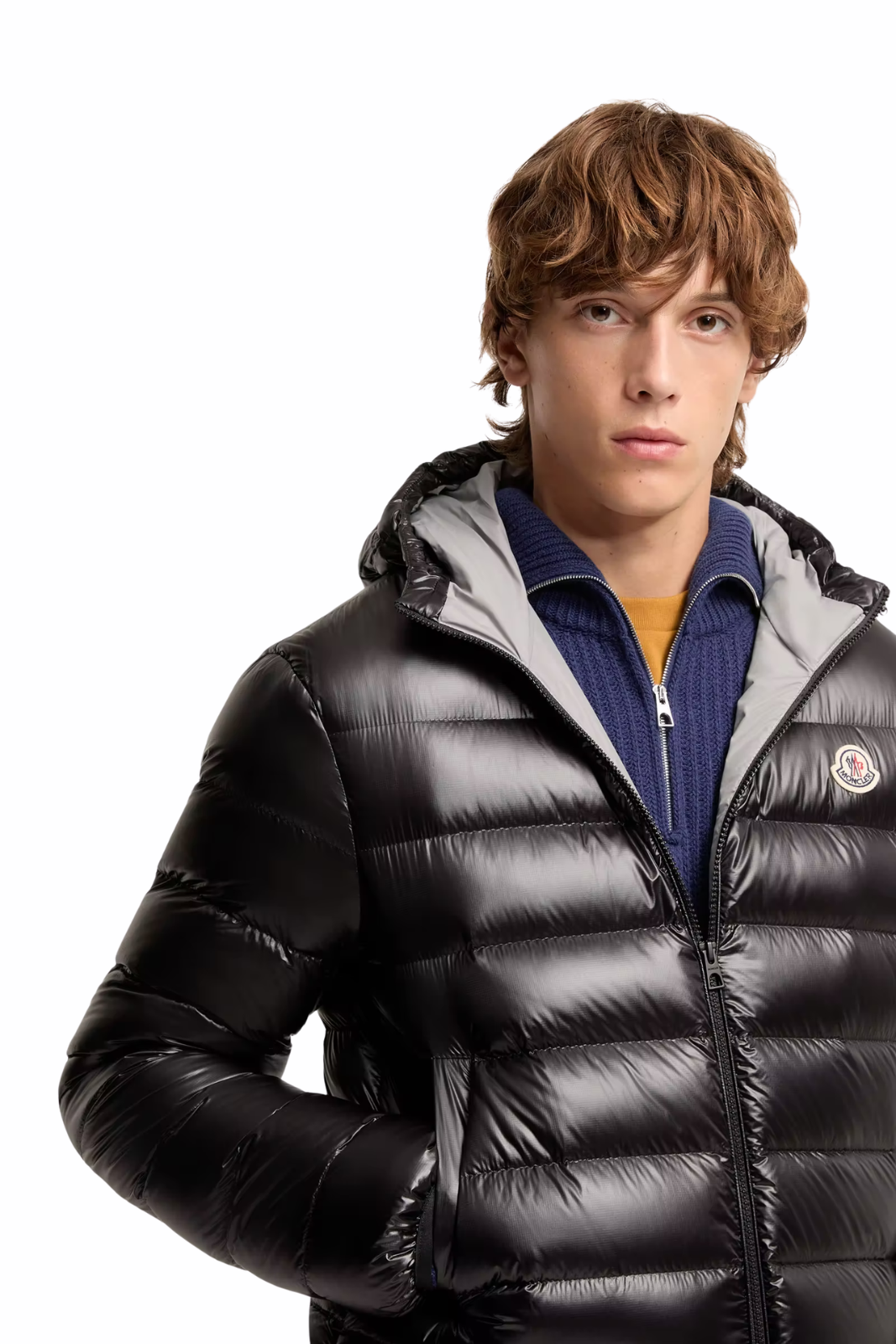 Moncler Forzo short packable down jacket with hood black