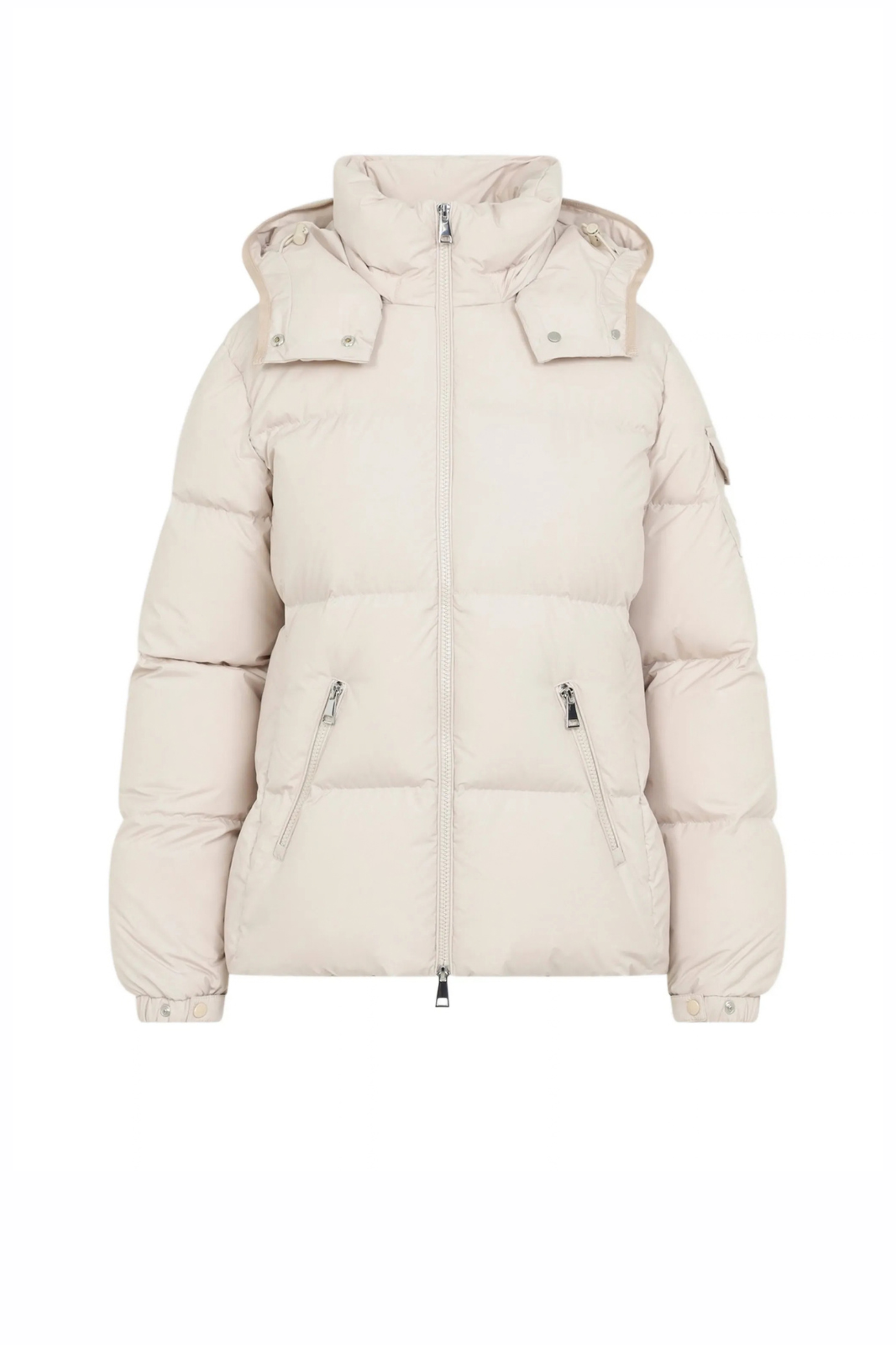 Moncler Fourmines hooded women short down jacket Light Beige