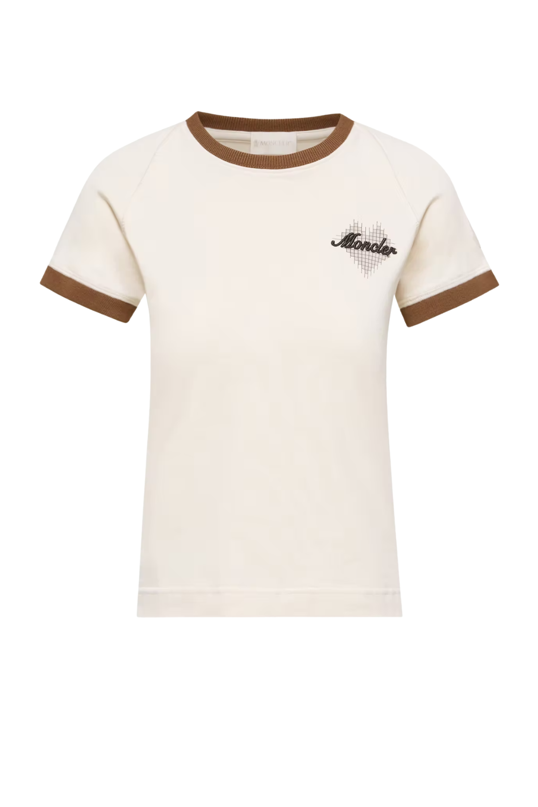 Moncler Heart Logo Cotton T-Shirt White Brown