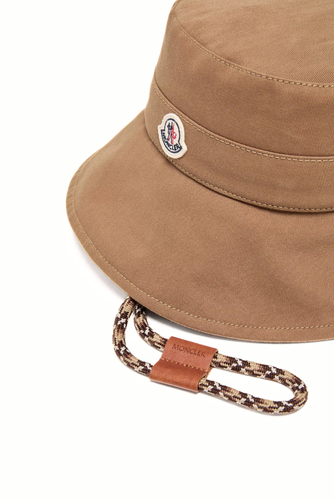 Moncler Logo Cotton Gabardine Bucket Hat Camel Beige unisex