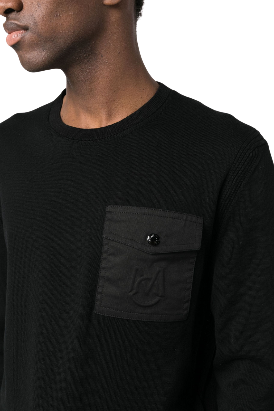 Moncler logo-embossed pocket-detail jumper black