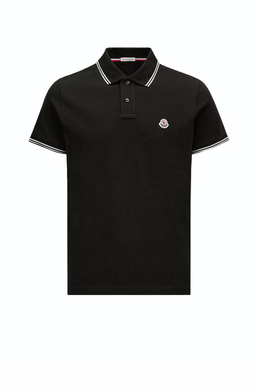 Moncler Logo Patch Cotton Polo Shirt Black