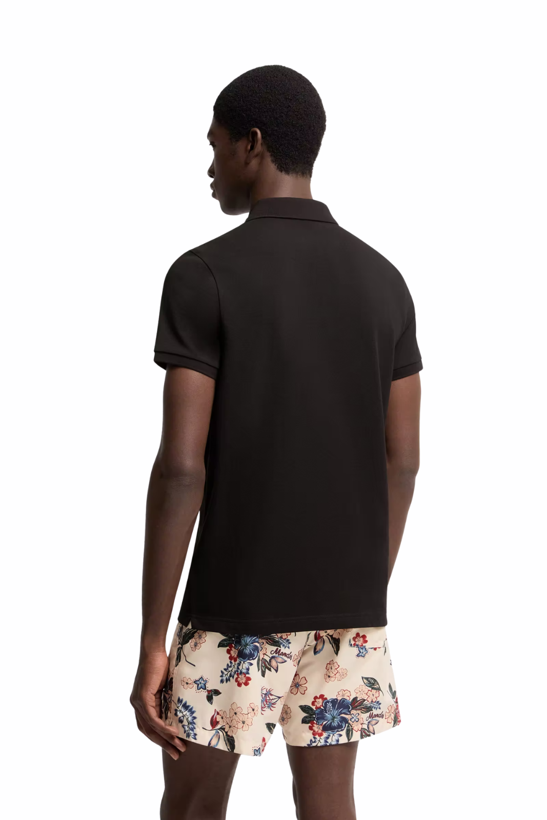 Moncler Logo Patch Cotton Full Black Polo Shirt