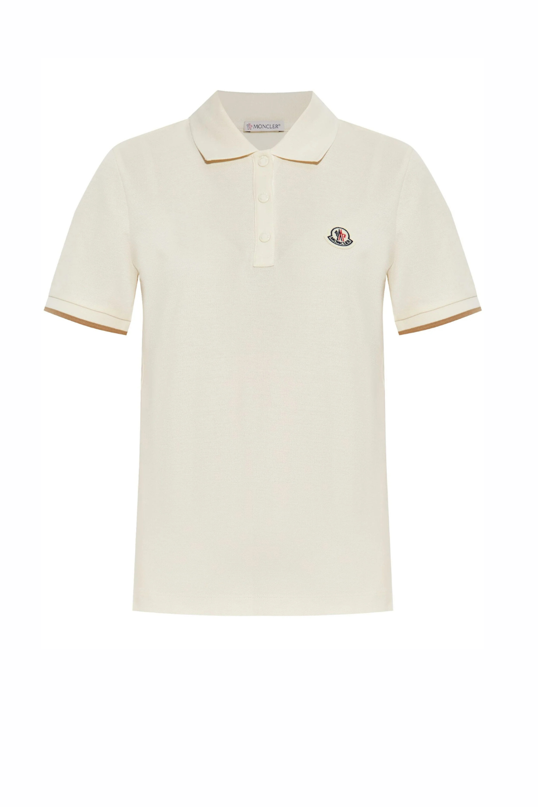 Moncler Cotton Logo patch polo shirt Beige