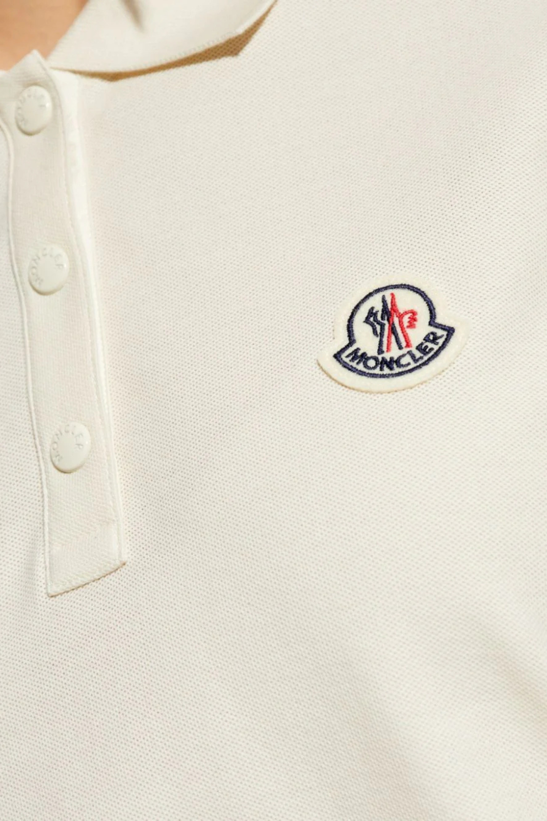 Moncler Cotton Logo patch polo shirt Beige