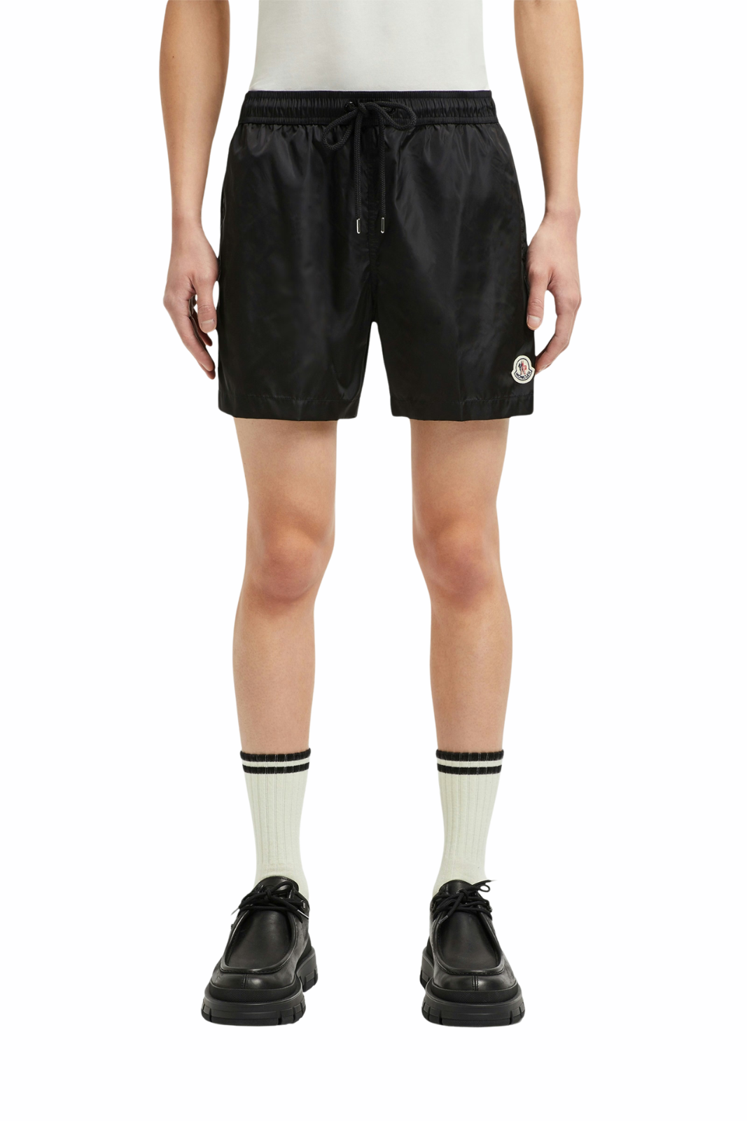 Moncler Logo Patch Swim Black Shorts