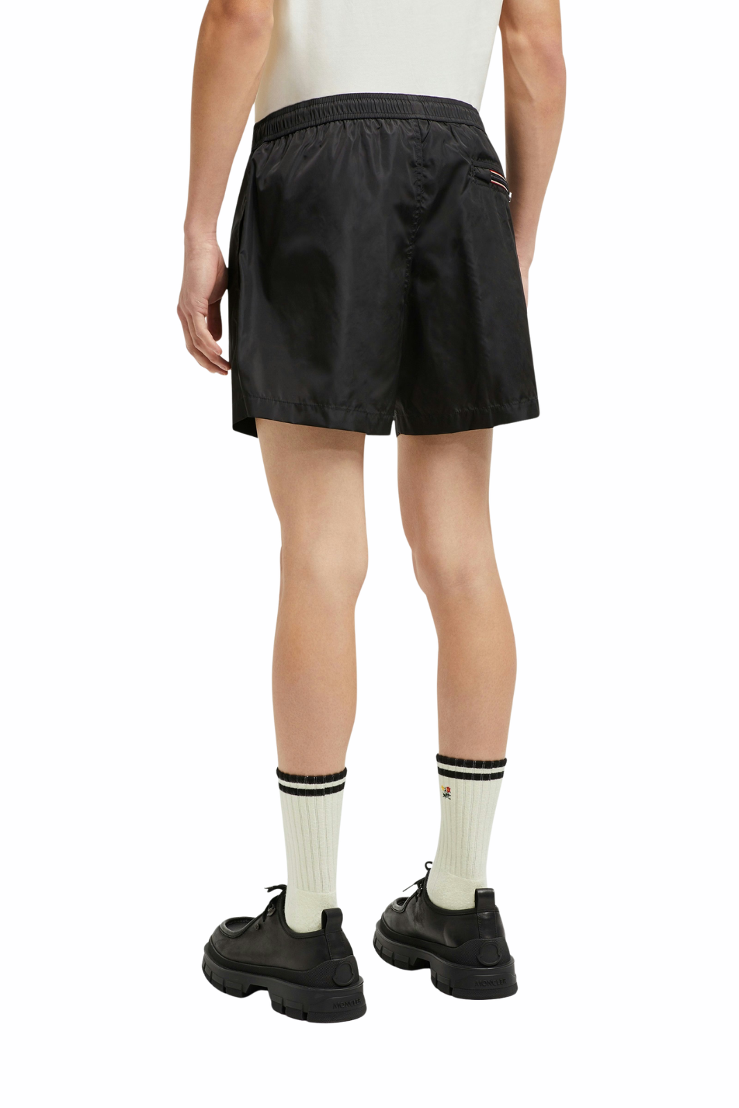 Moncler Logo Patch Swim Black Shorts