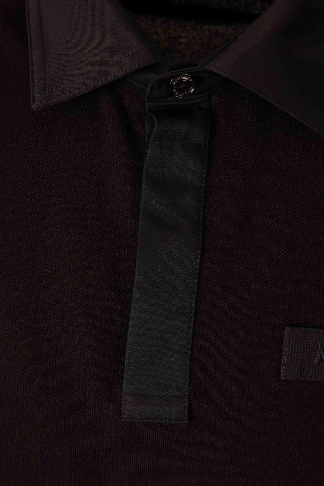 Moncler Black Logo-Stitched Short-Sleeve Polo Shirt