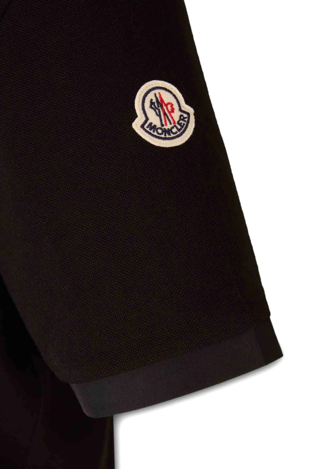 Moncler Black Logo-Stitched Short-Sleeve Polo Shirt