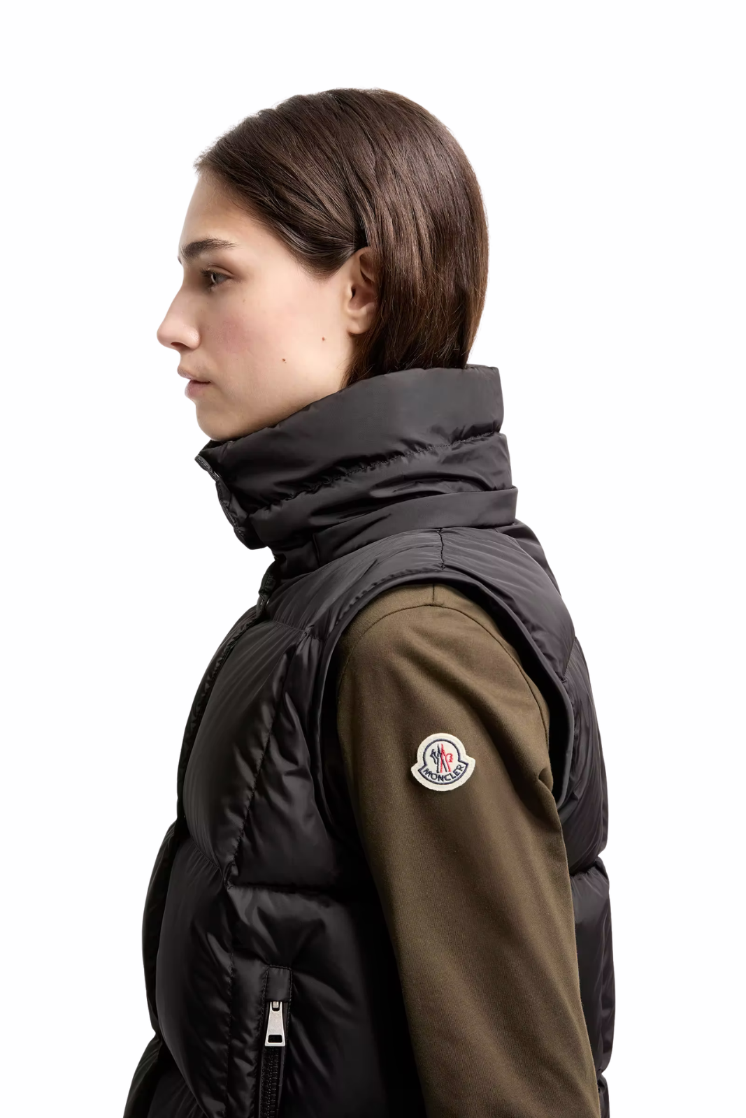 Moncler Macareux Down Padded Vest with Hood Black