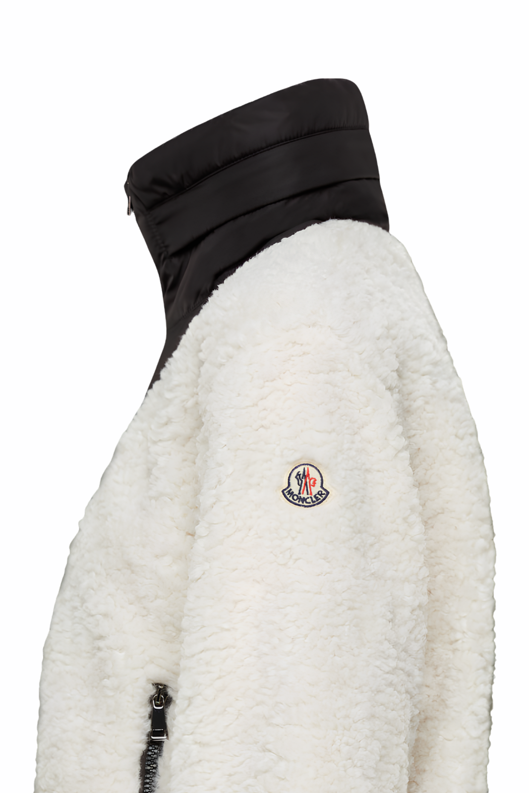 Moncler Maglia Hybrid Shearling Zip White Black Jacket