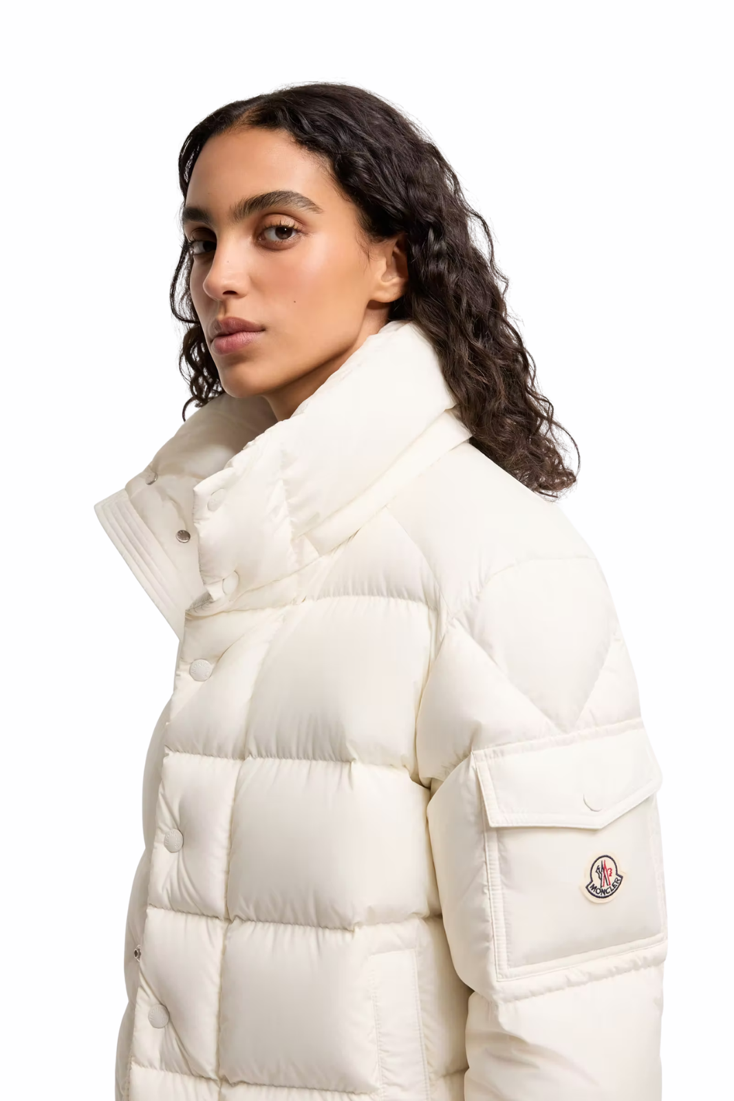 Moncler Maya 70 short down jacket with hood white