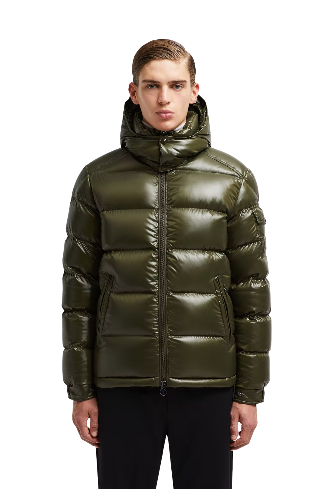 Moncler Maya Hooded Short Down Men Olive Jacket