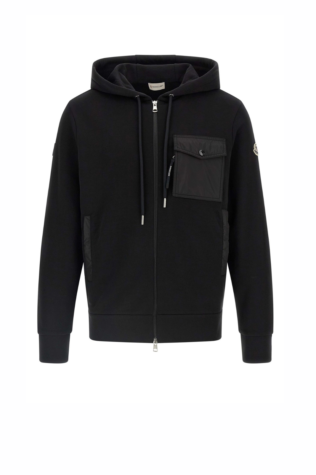 Moncler Nylon insert zip-up hoodie Black