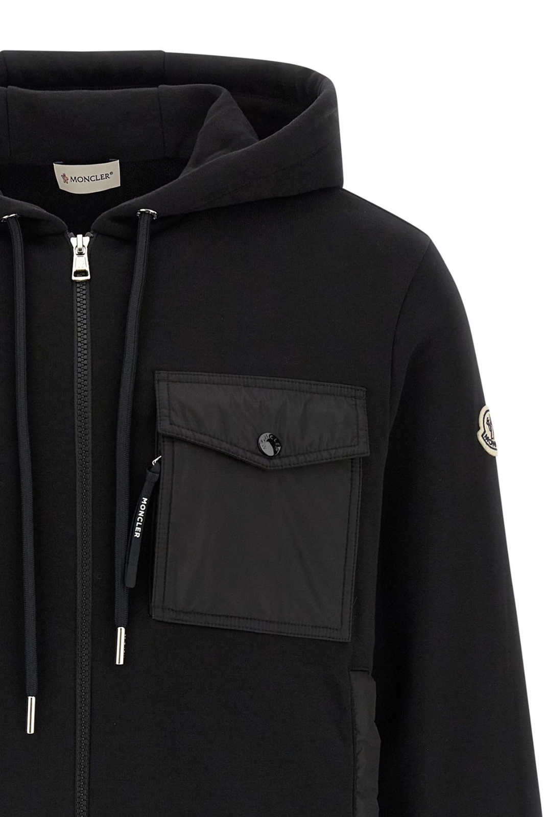Moncler Nylon insert zip-up hoodie Black