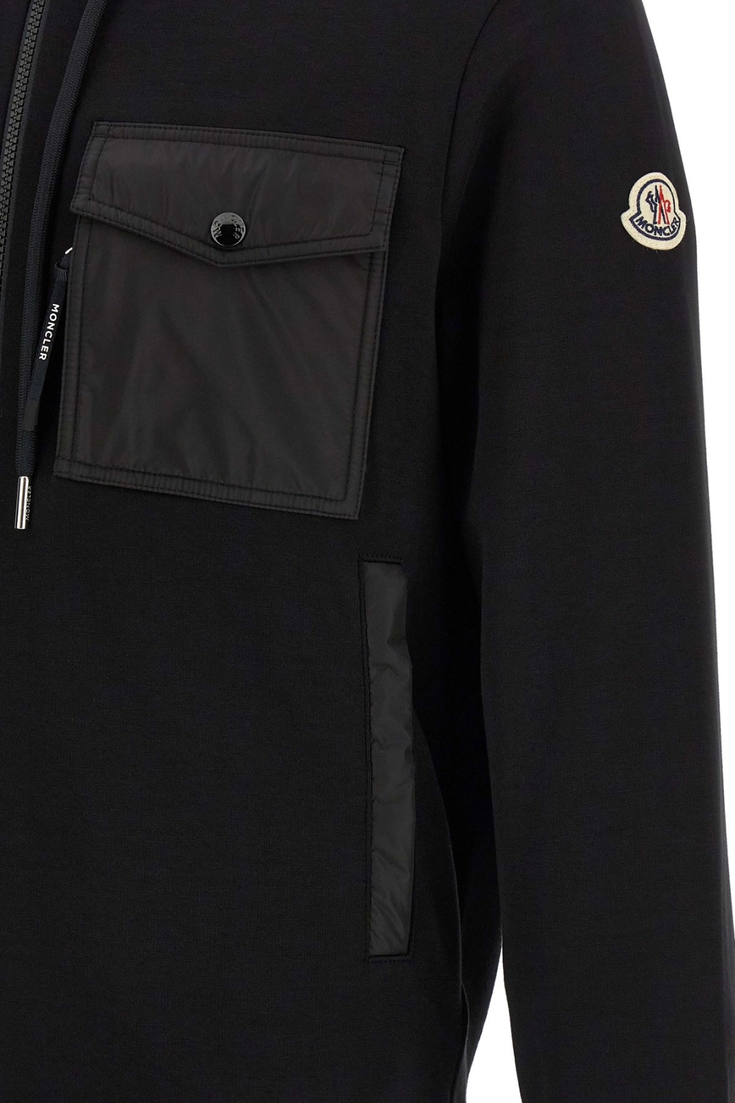 Moncler Nylon insert zip-up hoodie Black