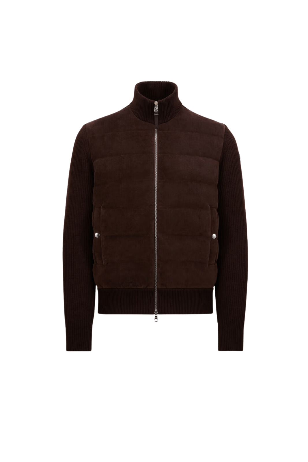 Moncler Padded Wool & Velvet Cardigan brown