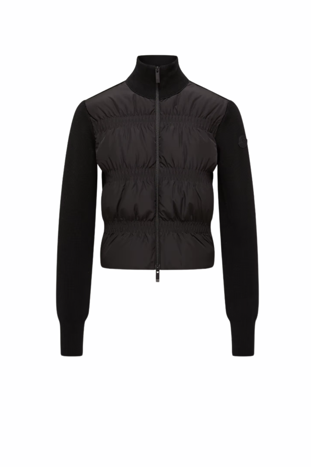 Moncler Padded Wool Zip-Up Black Cardigan