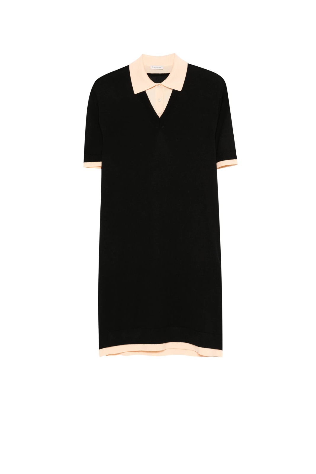 Moncler polo-collar mini dress black and beige