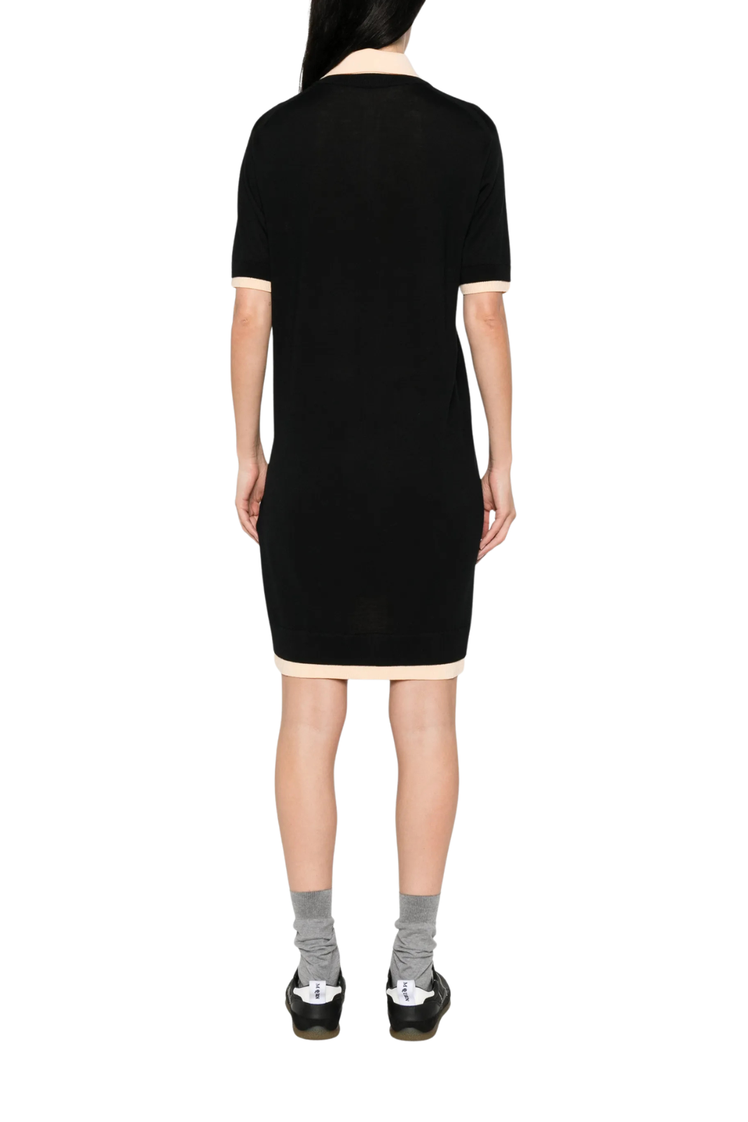 Moncler polo-collar mini dress black and beige