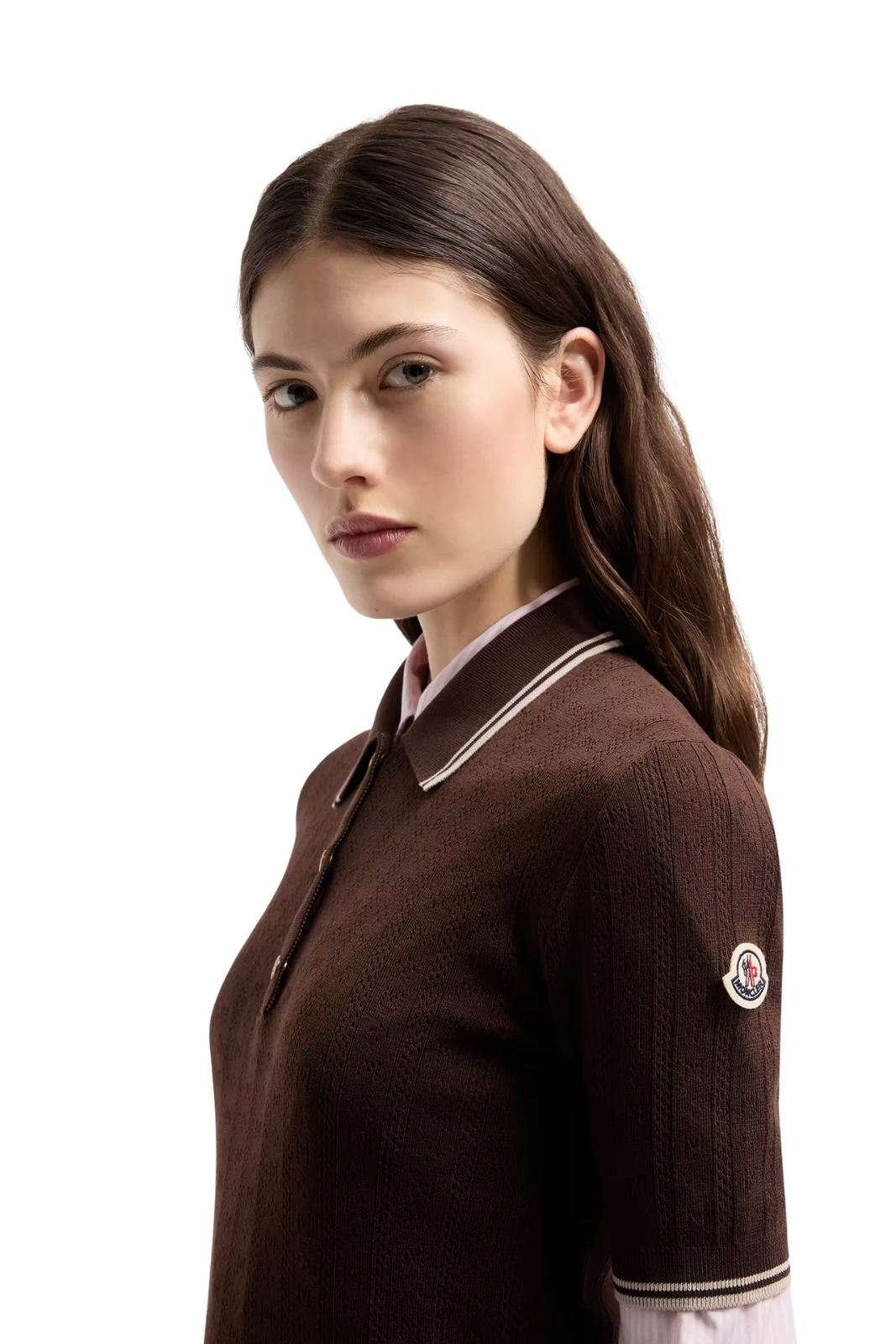 Moncler Rhombus & Logo Pattern Cotton Polo Shirt