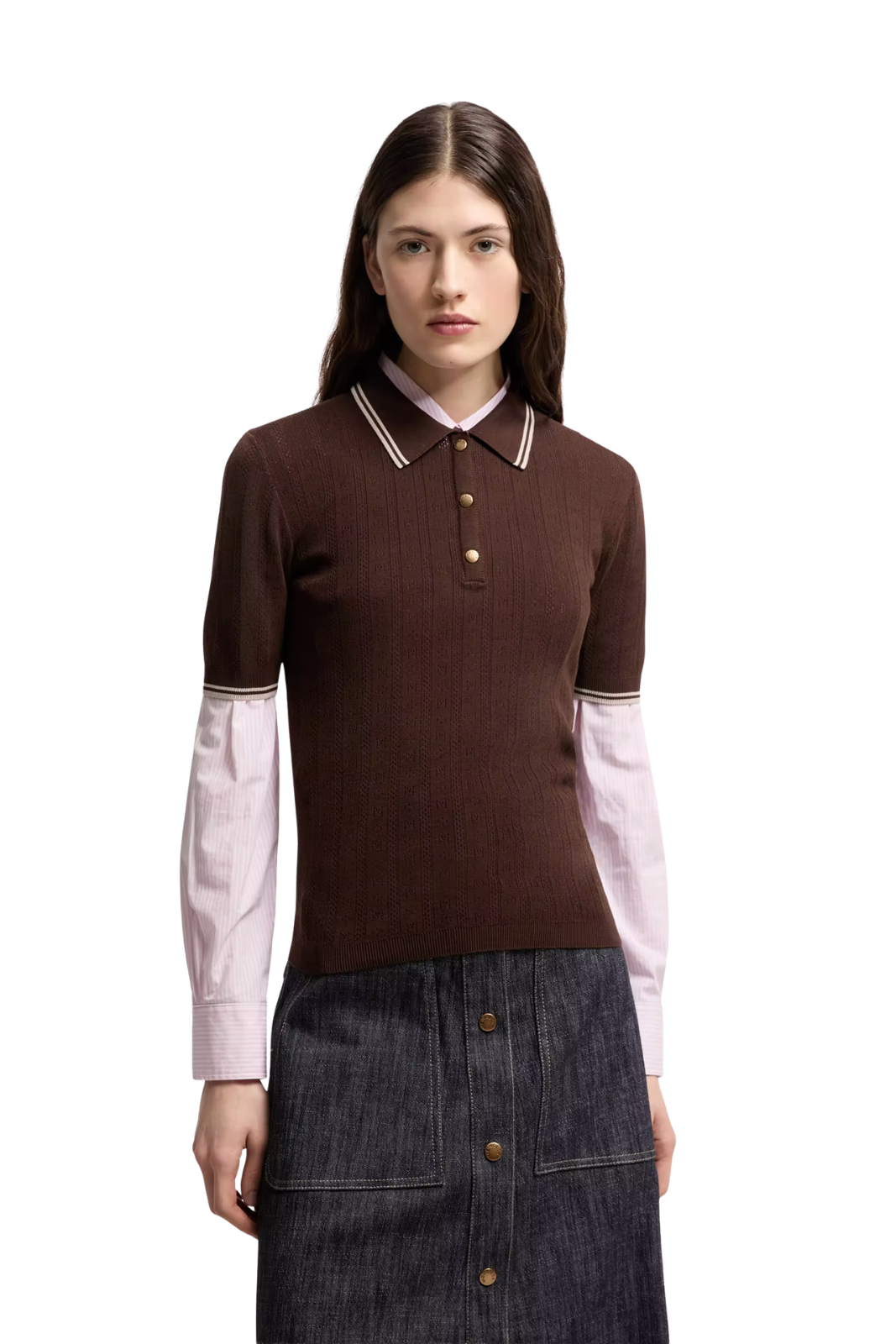 Moncler Rhombus & Logo Pattern Cotton Polo Shirt