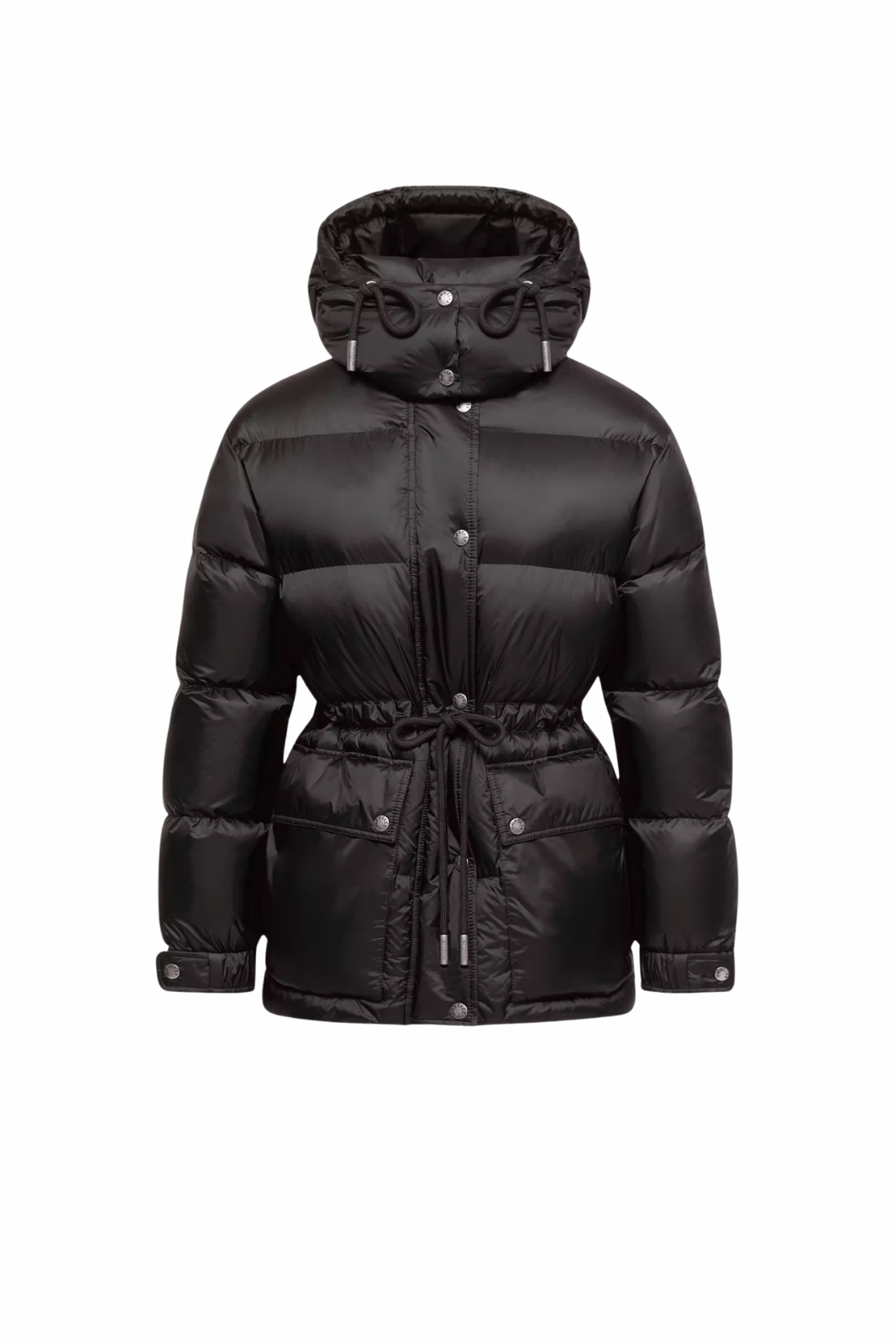 Moncler Sesie midi down jacket with hood Black