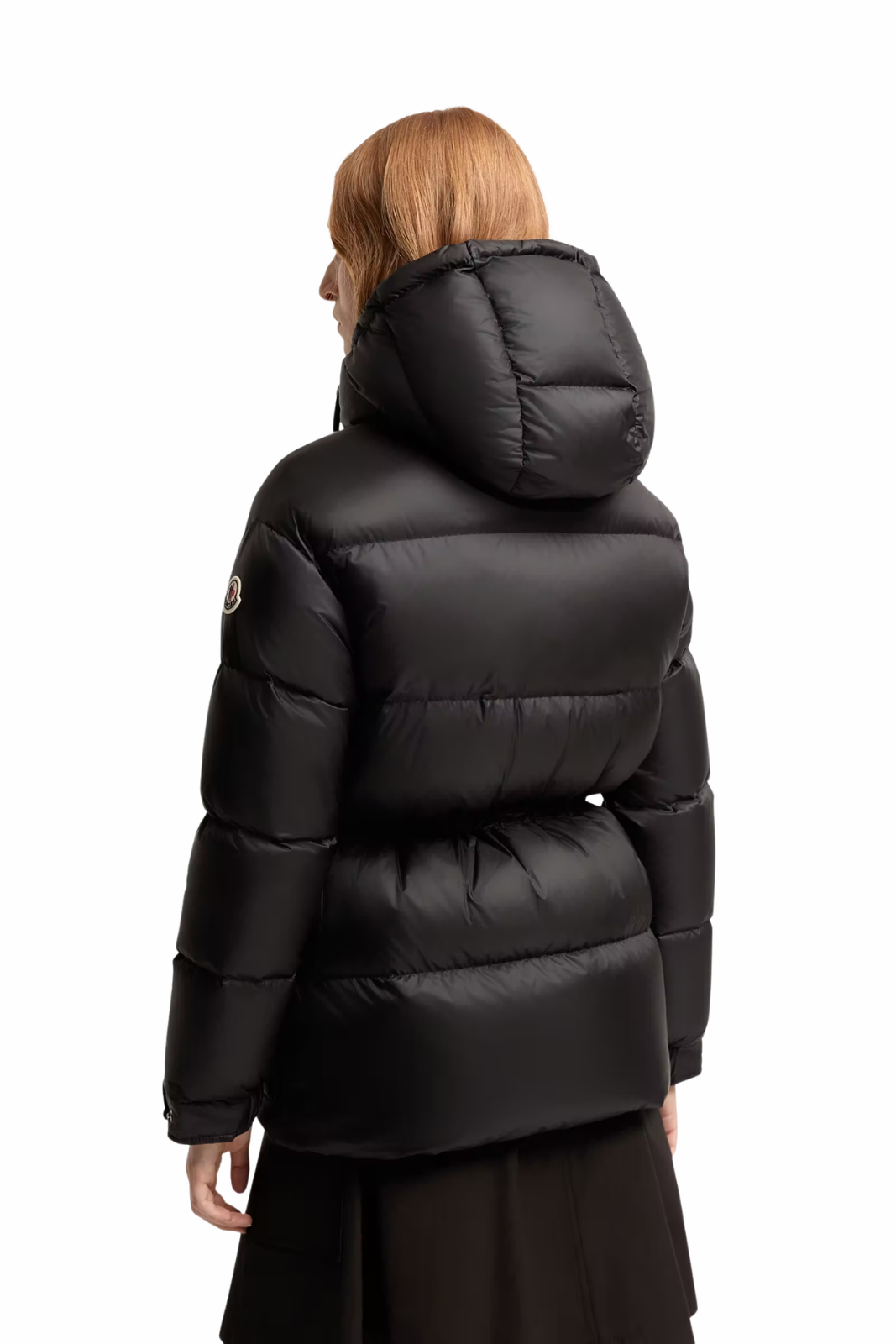Moncler Sesie midi down jacket with hood Black