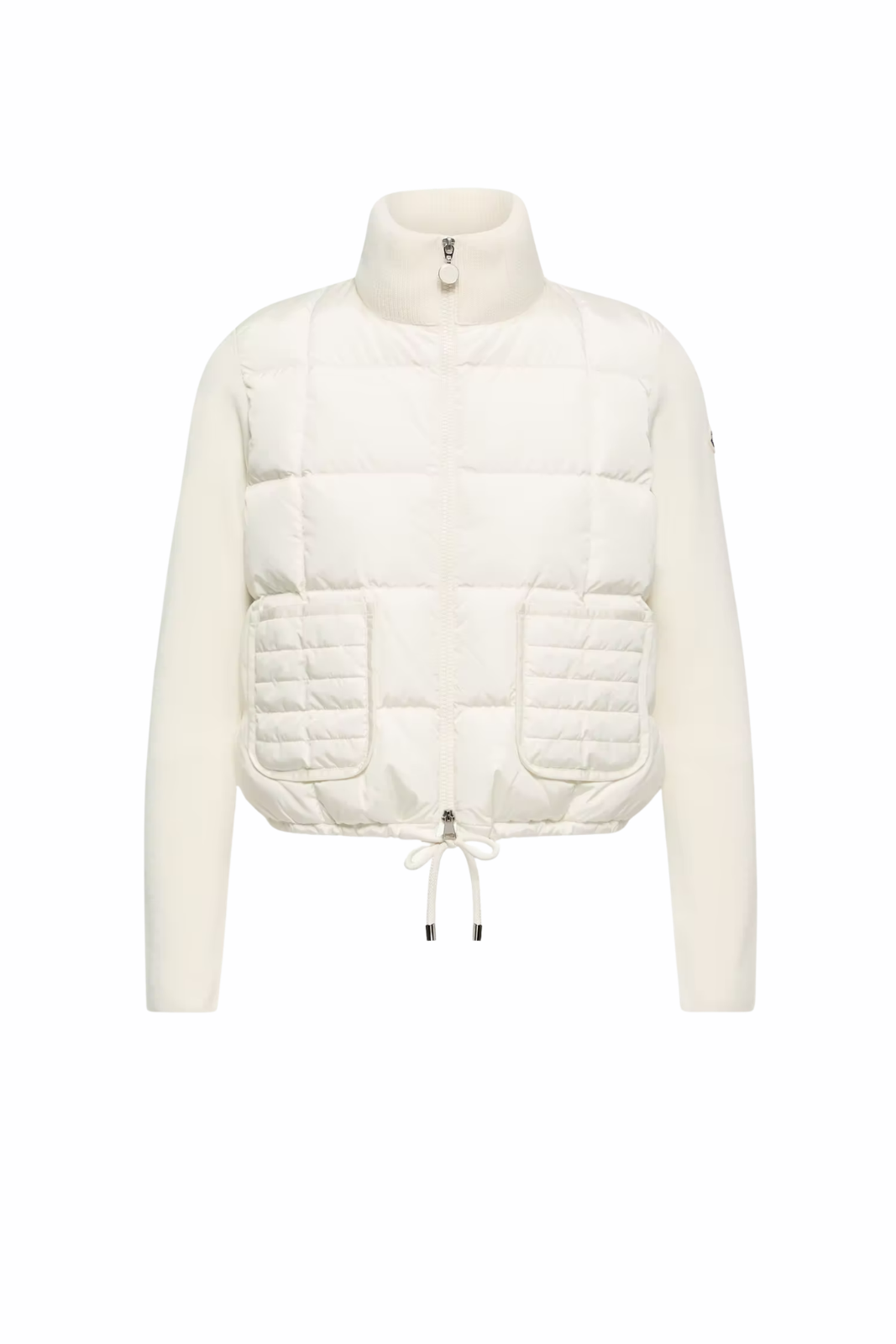 Moncler Square-Quilted Padded Wool Zip-Up Cardigan White