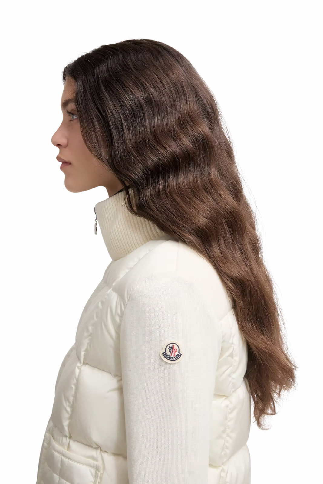 Moncler Square-Quilted Padded Wool Zip-Up Cardigan White
