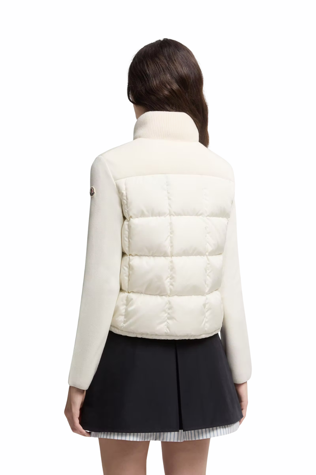 Moncler Square-Quilted Padded Wool Zip-Up Cardigan White