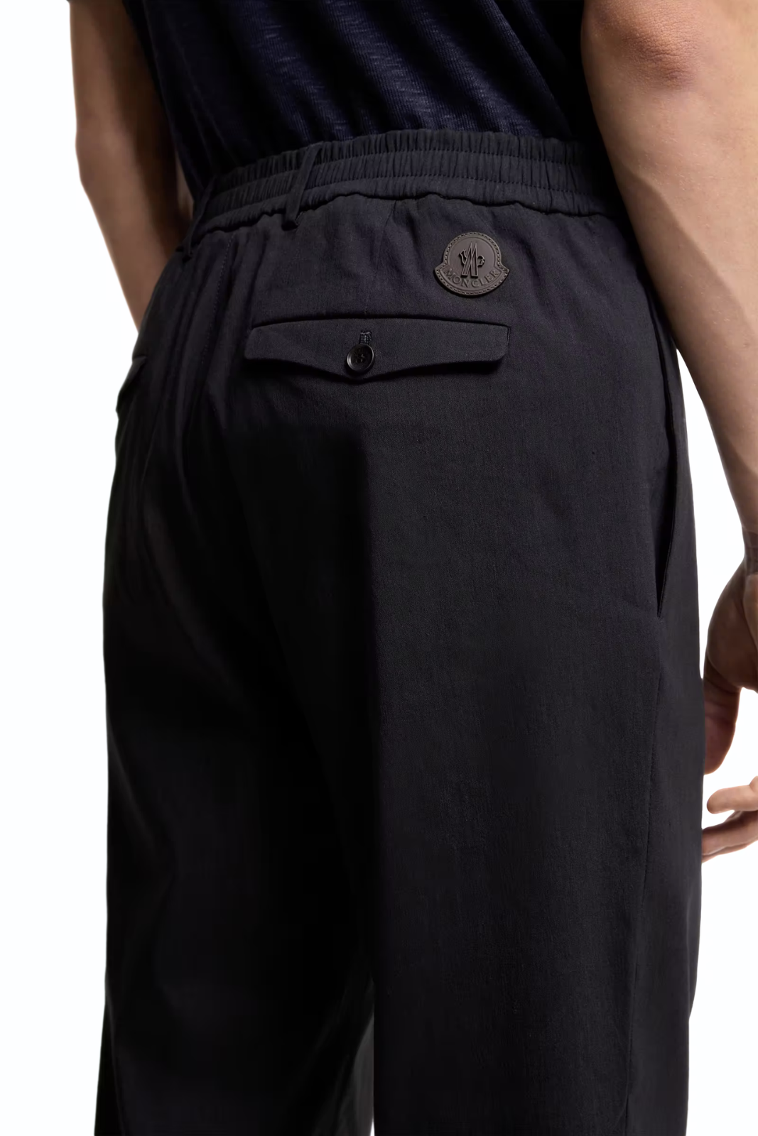 Moncler Technical Linen Blend Navy Trousers
