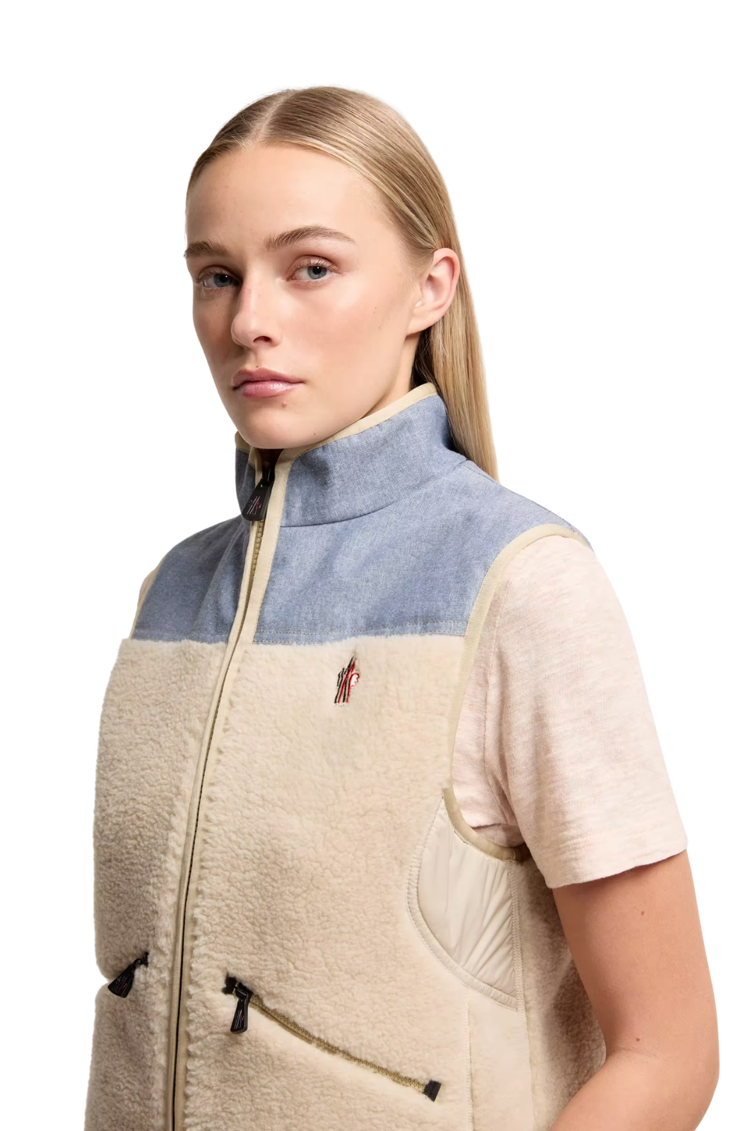 Moncler Teddy & Chambray women Light Beige Gilet