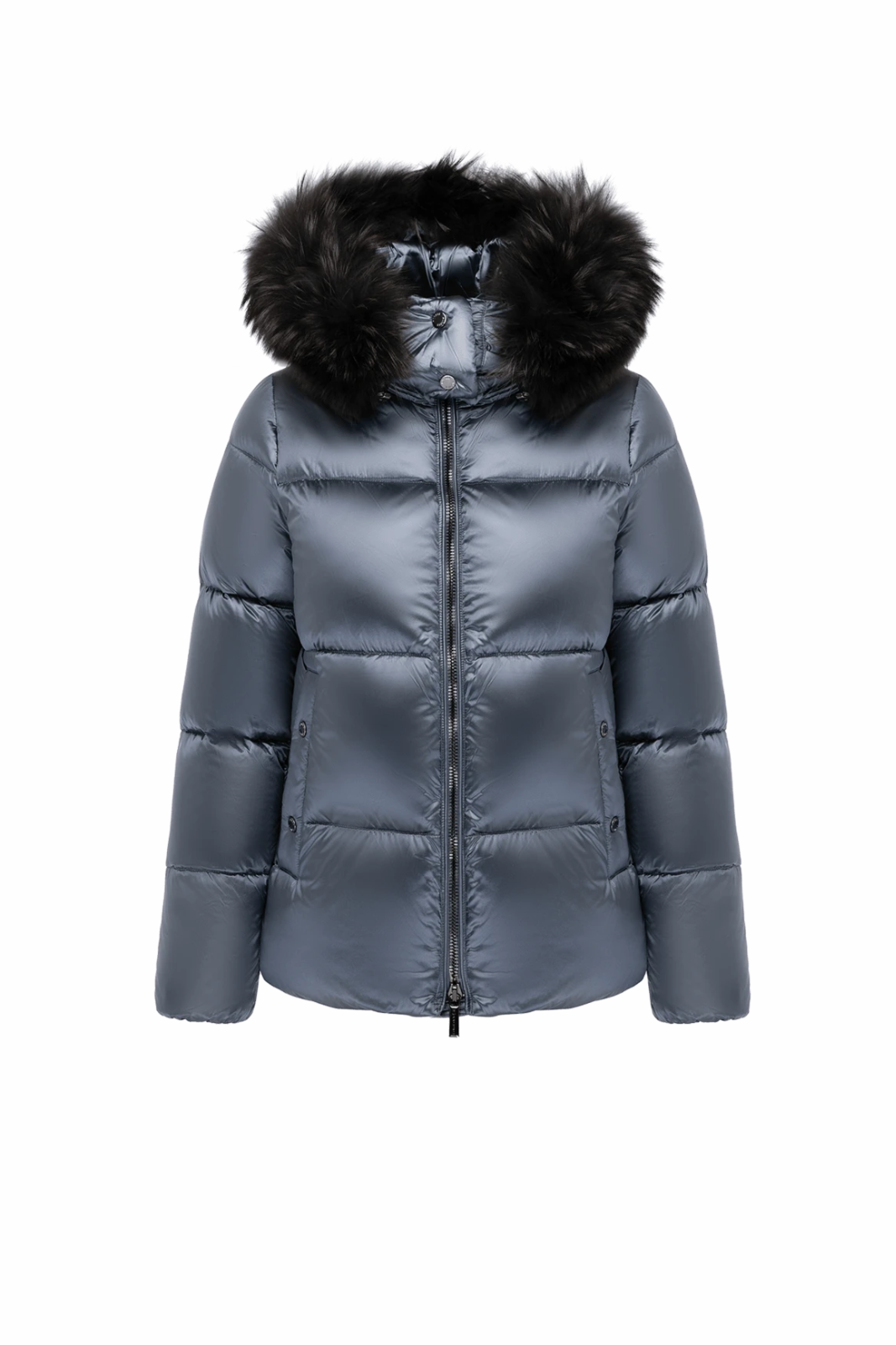 Moorer Melita Blue down Jacket with black fur on the hood