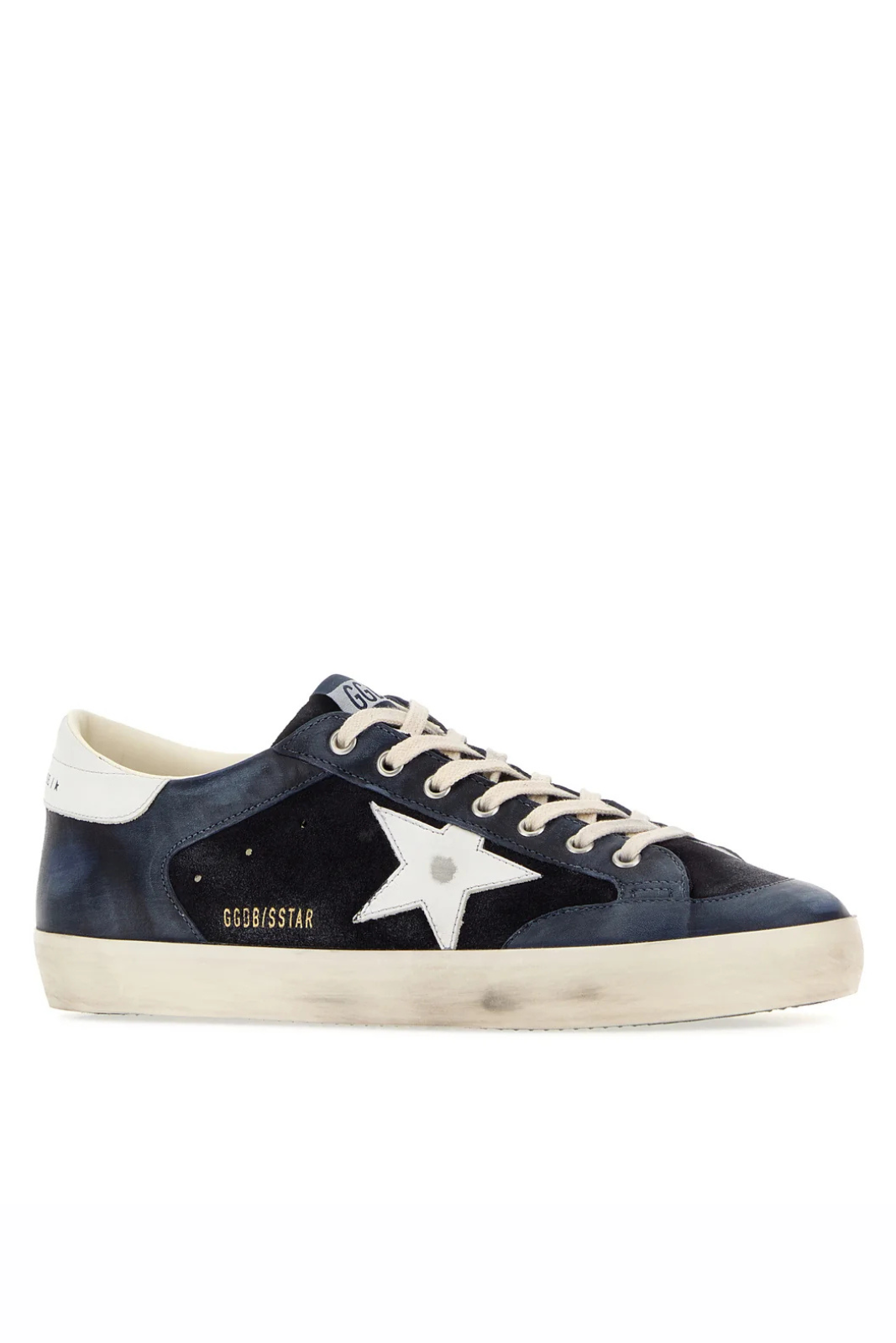 Golden Goose Navy blue leather and suede Super Star sneakers