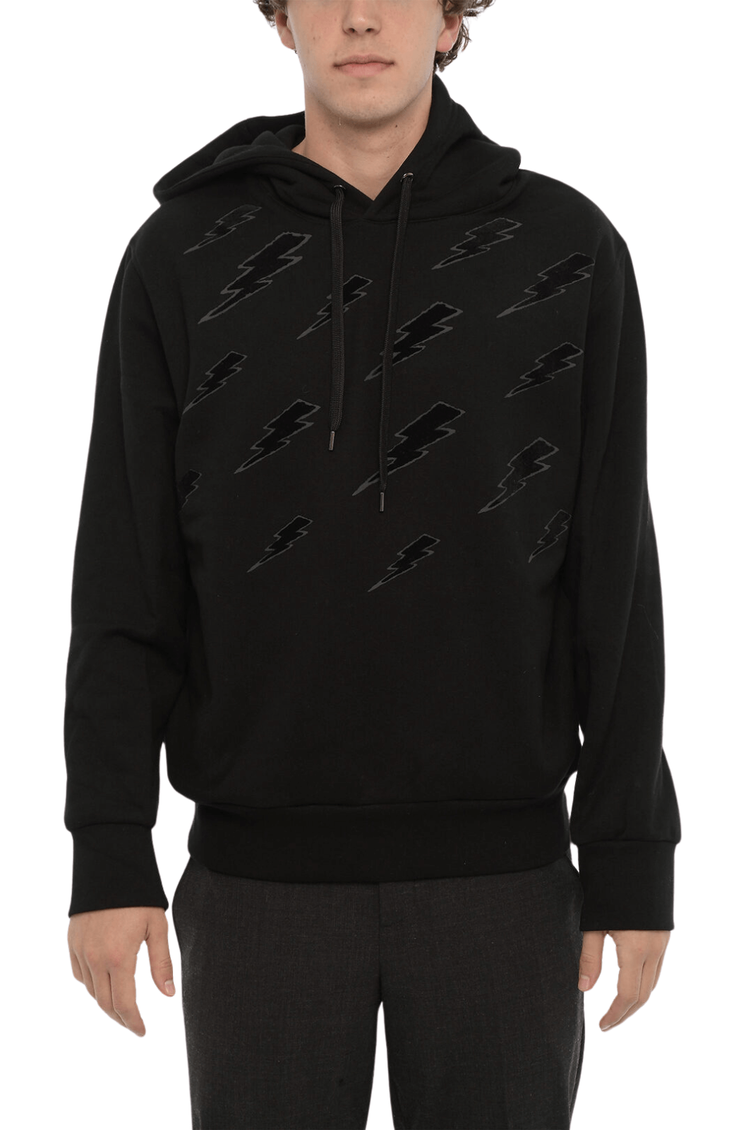 Neil Barrett Degrade Thunderbolt Black Hoodie