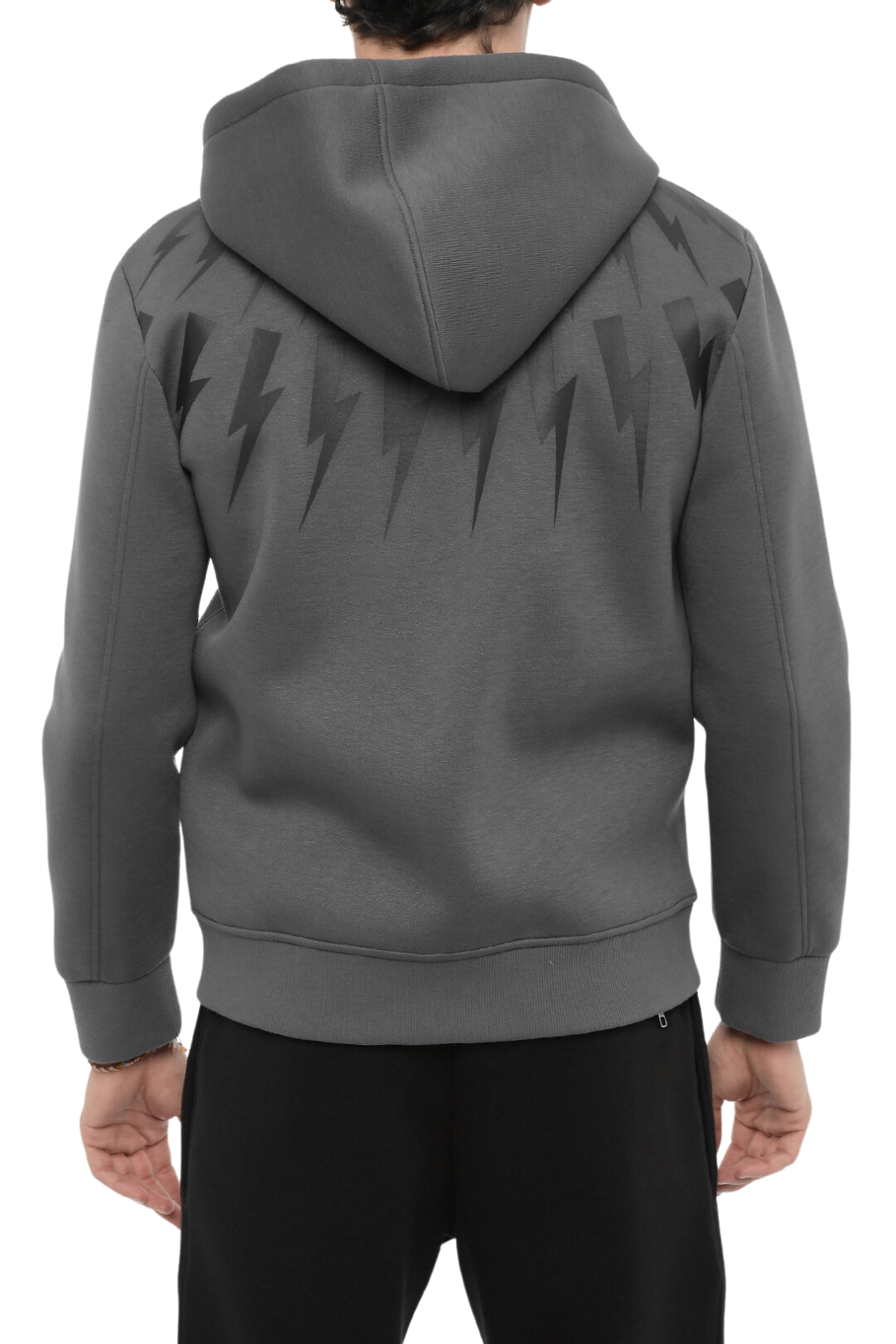 Neil Barrett Slim Fit Grey Hoodie with Frontal Closure for men